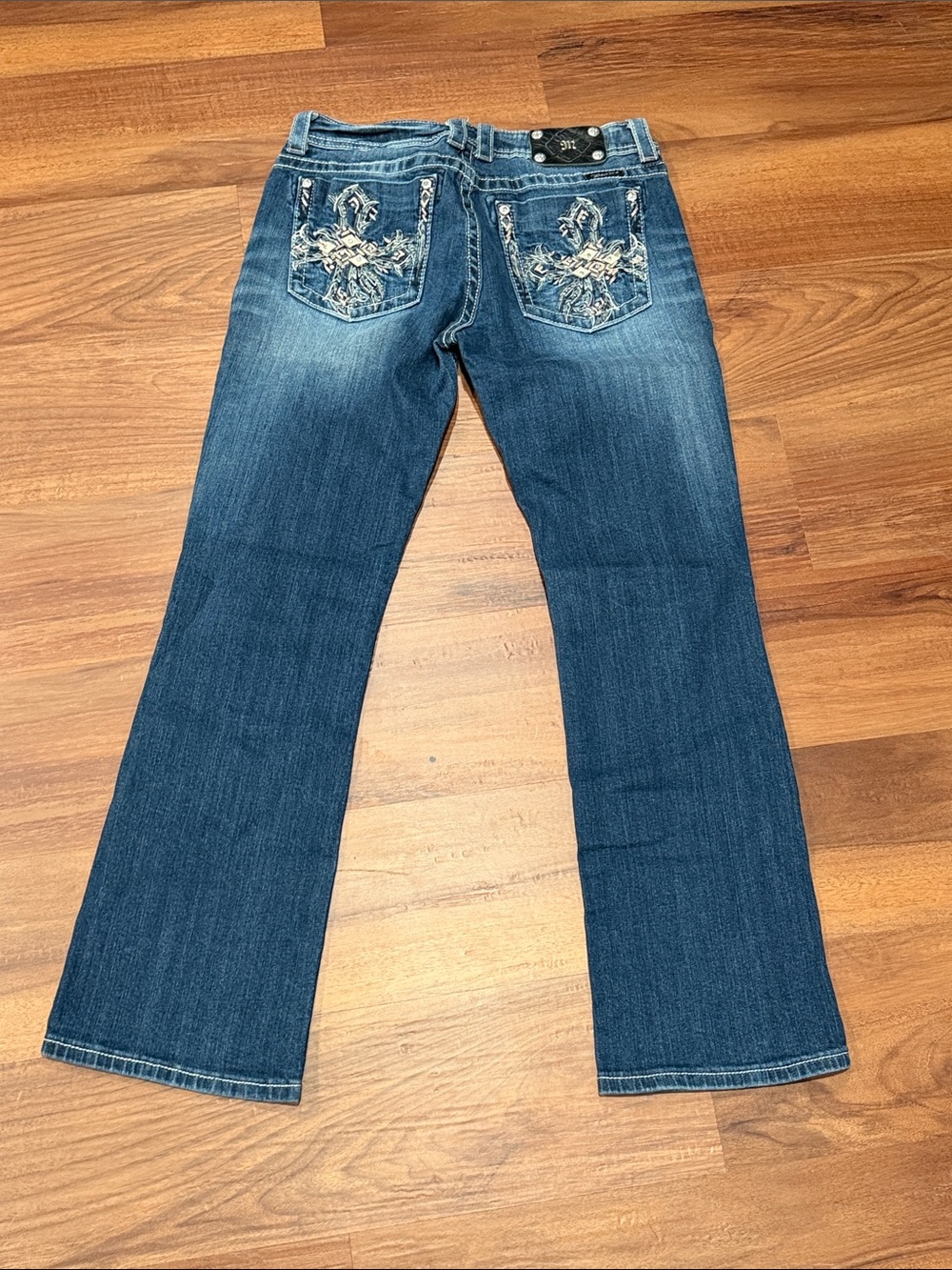Miss Me Blue Flared Jeans with Embroidered Back Pockets